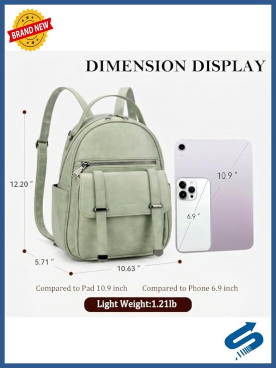 Mini Vegan Leather Backpack Purse with Multi Pockets, Lightweight Daypack for